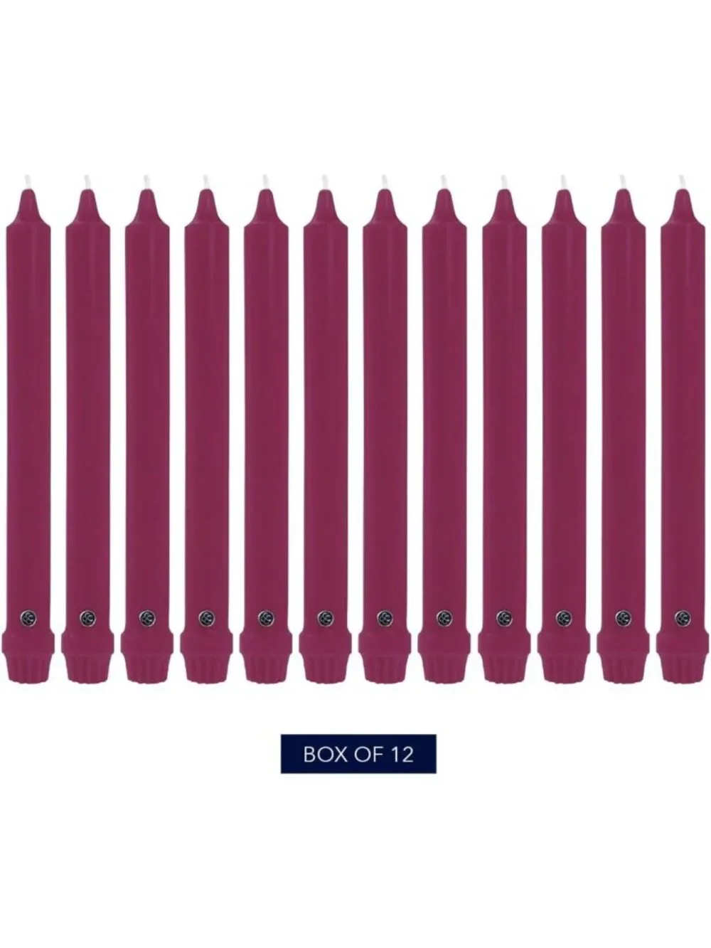 12-Pack Unscented Taper Candles, 12-Inch Mulberry Color, Long-Lasting Burn